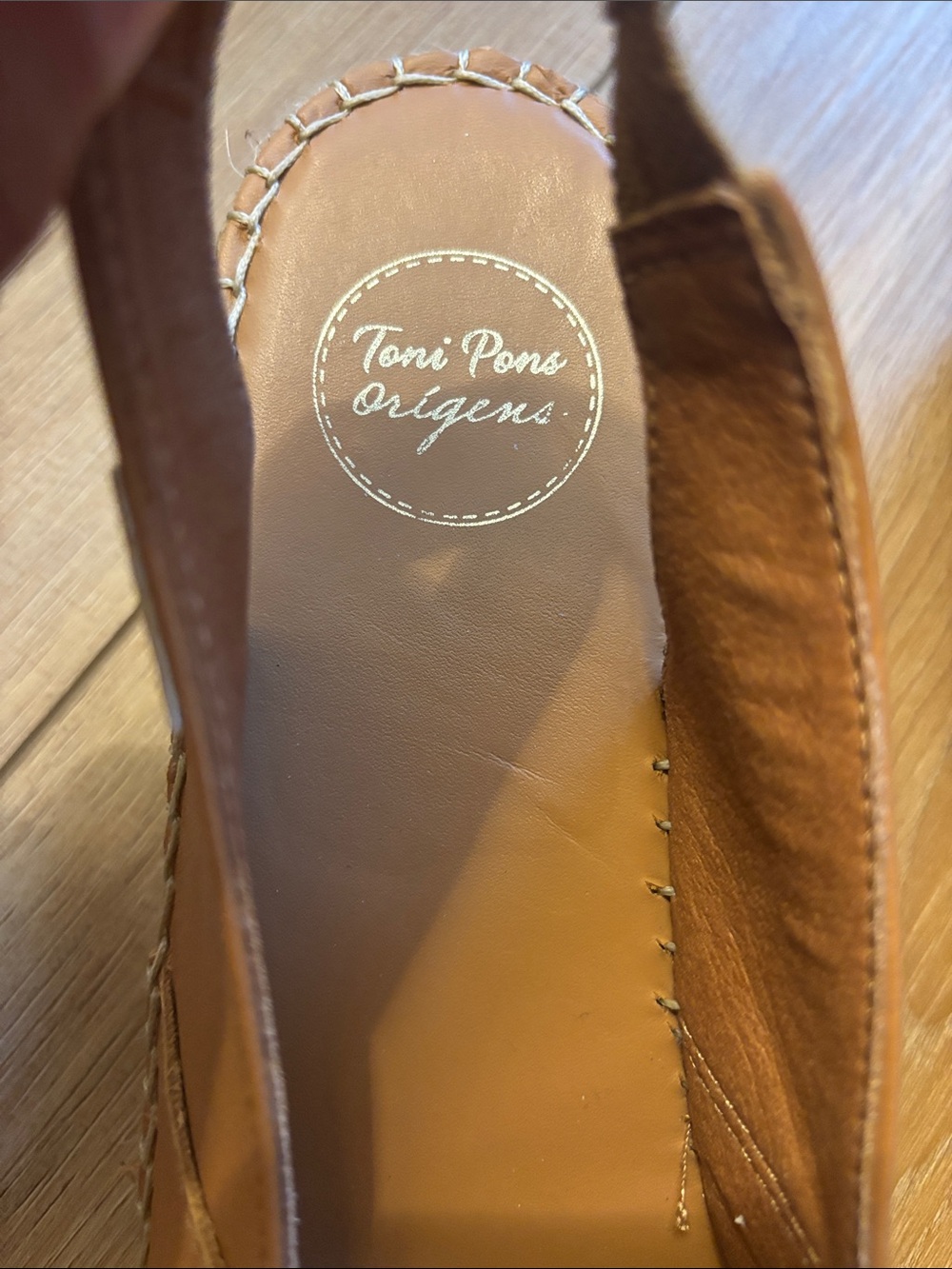 MADE IN SPAIN - Leather Slingback Espadrille Peep-Toe Flats — Tan - Picture 2 of 9